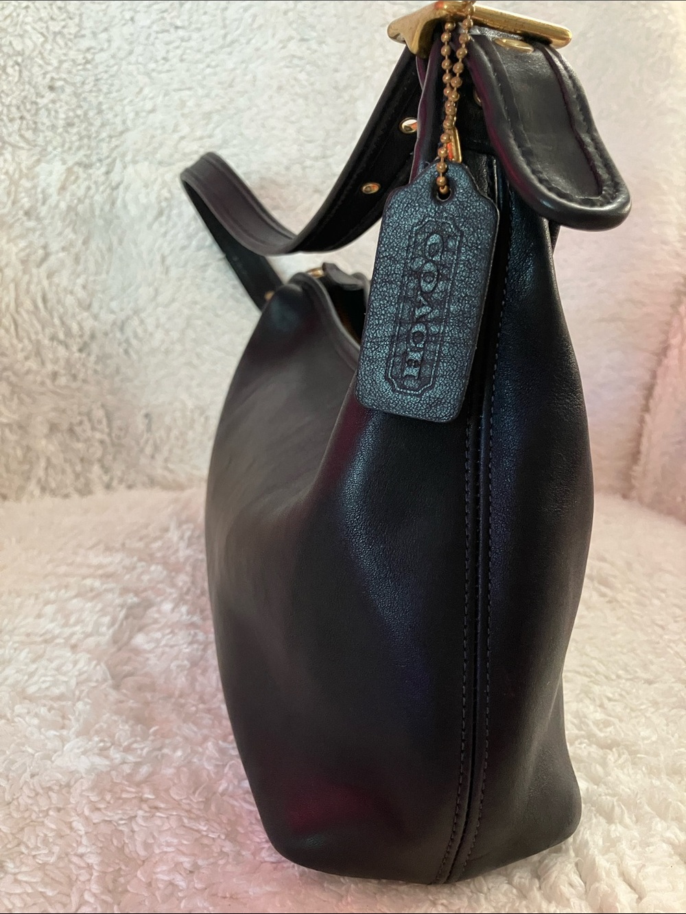 Navy Blue Vintage Coach 9059 Legacy Small Hobo Leather USA Made January 2002 - Picture 5 of 16